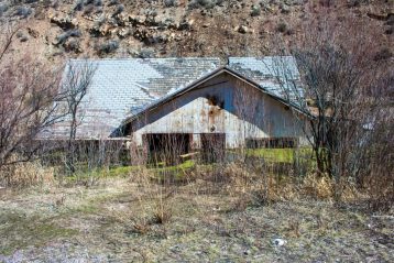 front of a sunken house