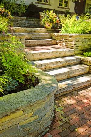 Exterior Retaining Wall And Stairs Of A Home
